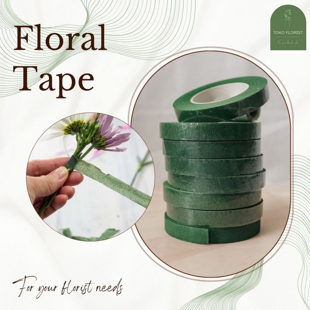 

ECER Floral Tape Hijau dengan perekat untuk buket bunga dan kerajinan tangan per roll