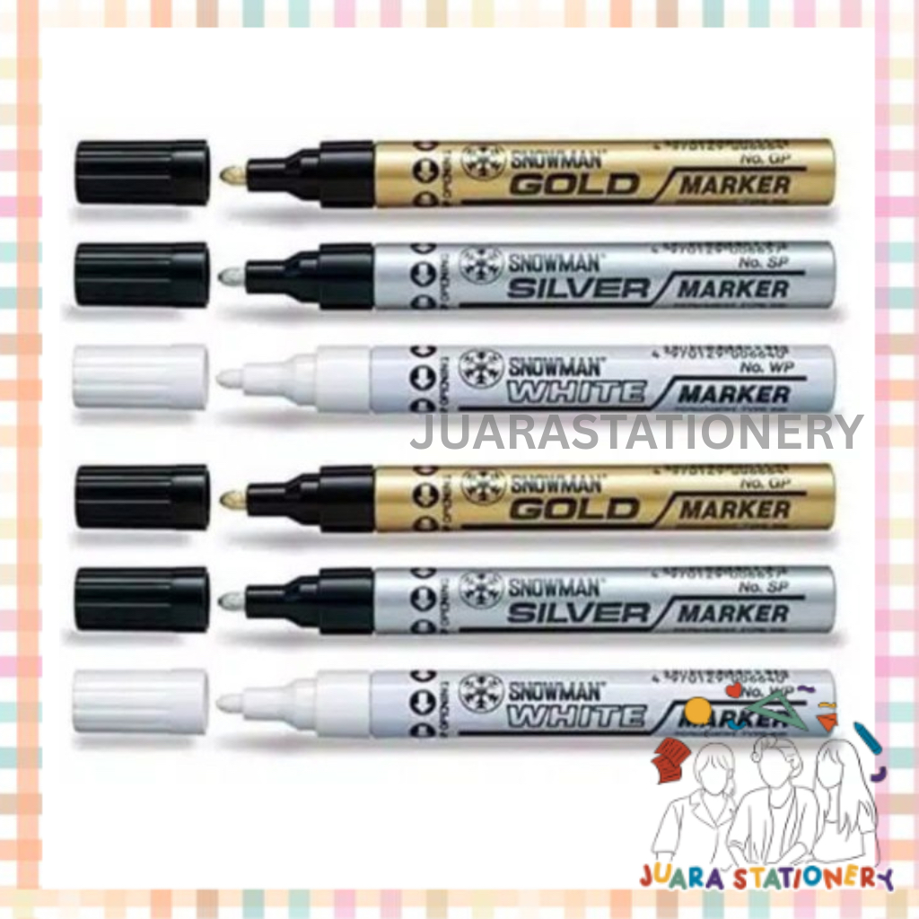 

JUARASTATIONERY Spidol Paint Marker Snowman Gold Silver White MEDIUM / Spidol UJUNG BESAR