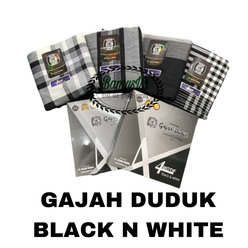 Sarung Gajah Duduk Hitam Putih