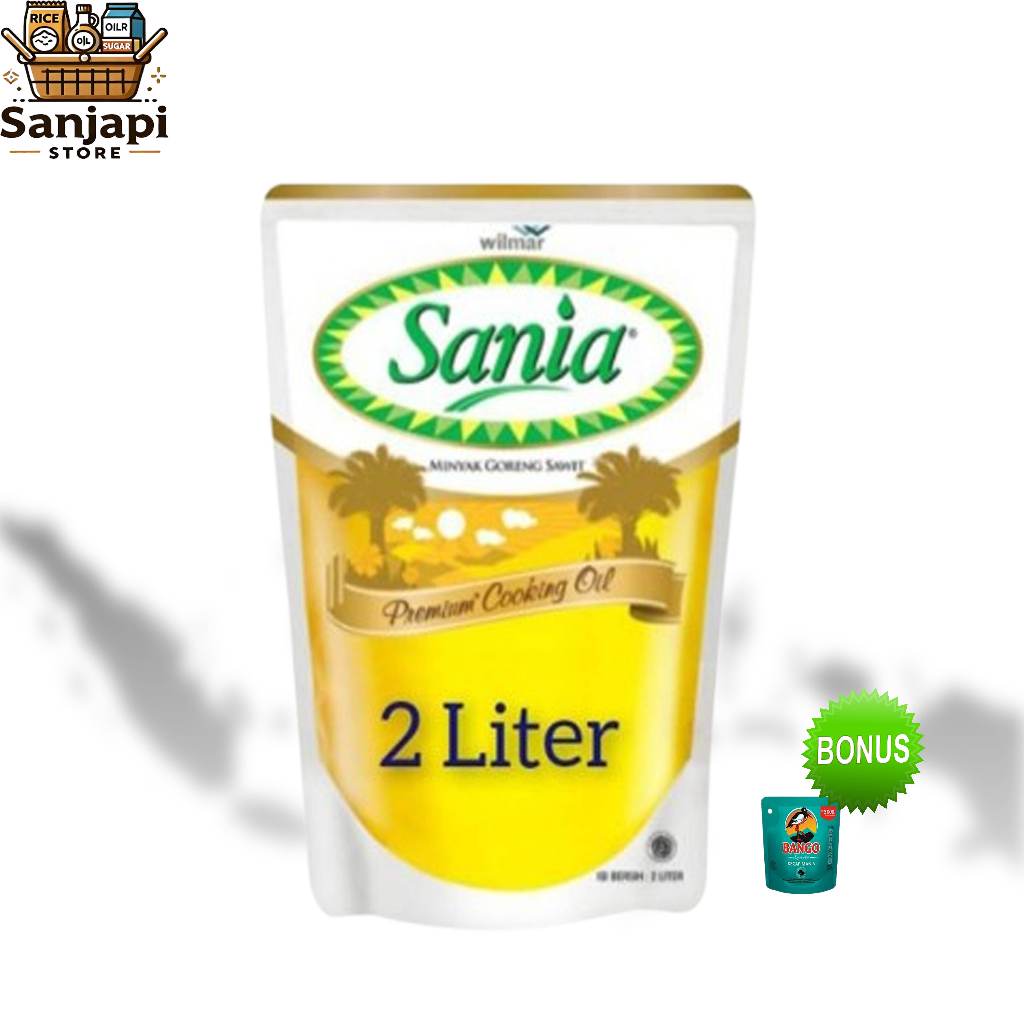

Minyak Goreng Sania 2 Liter + Bonus Kecap Bango 77g - Minyak Sawit Premium Kemasan Pouch