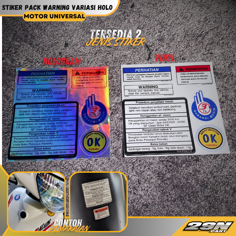 

Sticker Stiker Pack Warning Bundle Motor Yamaha RX KING RXS RXK F1ZR FORCE1 2T 2Tak Bahan Vinyl