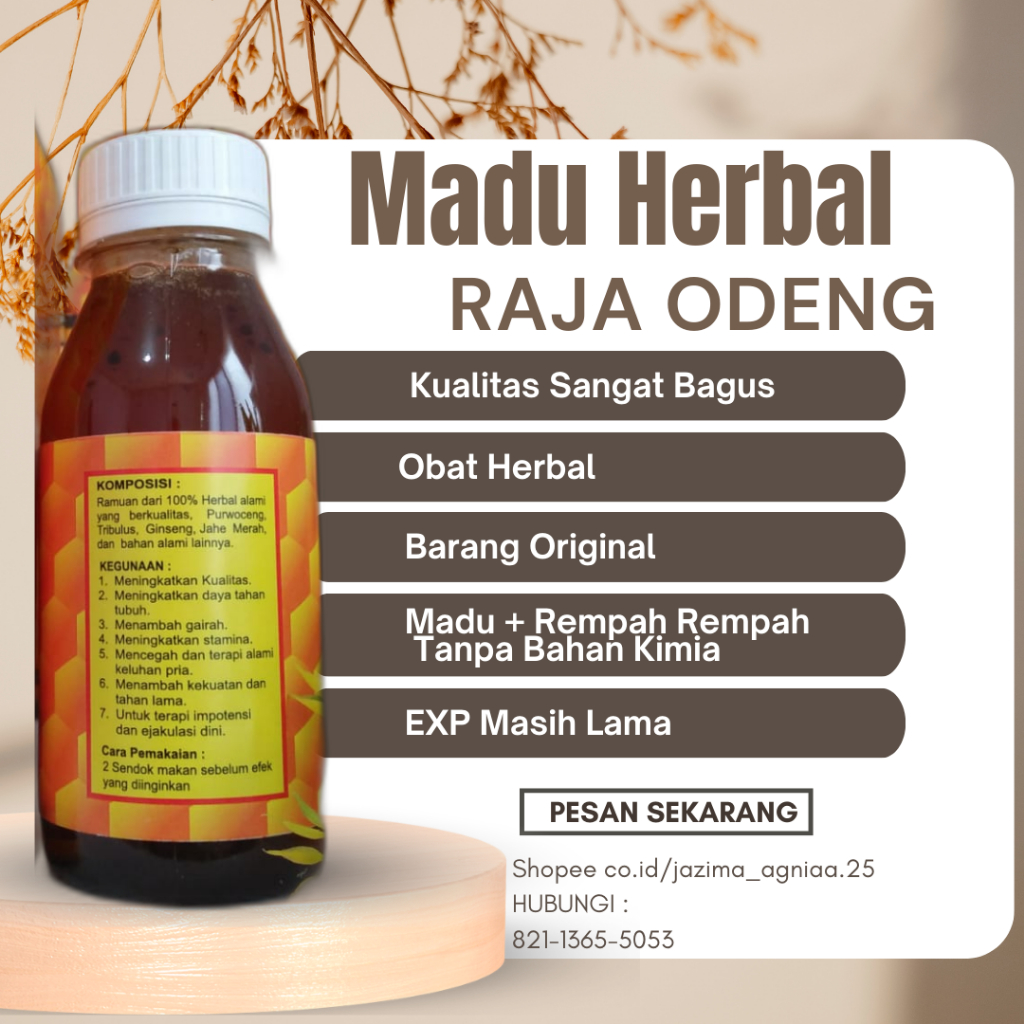 

Madu Raja Odeng Jamu Kuat Tahan Lama Untuk Pria Ramuan Kuat PriaMurniAlamiObatVitalisRamuanPremium