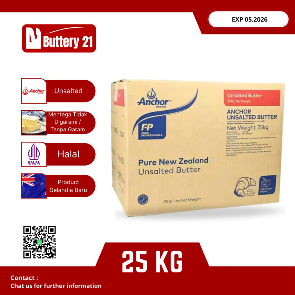 

ANCHOR UNSALTED BUTTER 25 KG/BUTTER UNSALTED 25 KG/ANCHOR BUTTER UNSALTED 25 KG