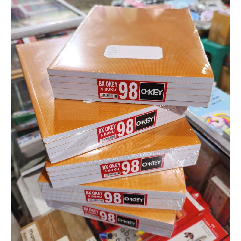 

OKEY buku tulis panjang/boxy 98 lembar sampul coklat isi 5 buku