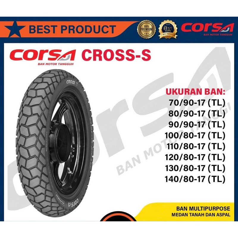BAN LUAR CORSA CROSS S TUBELESS RING 17 70/90-17 80/90-17 90/90-17 100/80-17 110/80-17 120/80-17 130