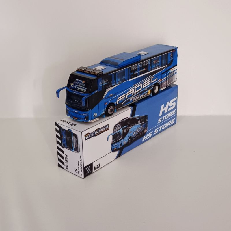 miniatur papercraft bus ratu pandora skala 43