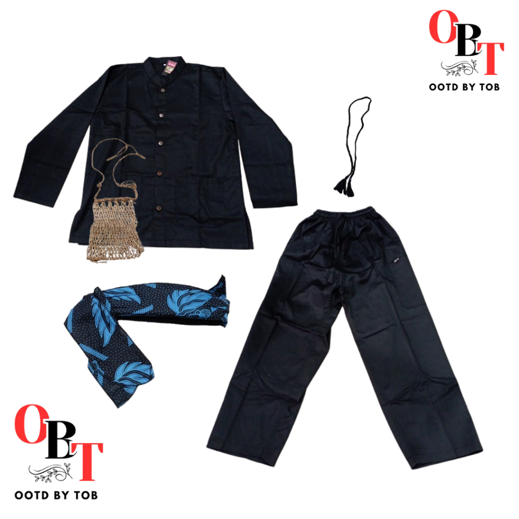 Paket Baju Adat Baduy/Banten Pria Lengkap ( baju pangsi + tas Koja + Ikat kepala )  - Ukuran L