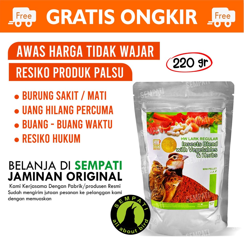 kjg SEMPATI HW LARK REGULAR REGULER INSECTS BLEND PAKAN VOER BURUNG BRANJANGAN MURAI INSECT BLEND