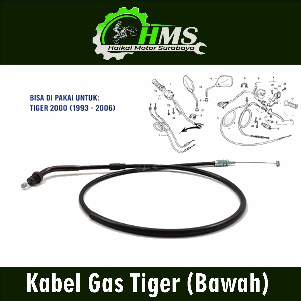 Kabel Gas Tiger (Bawah) - Cable Tali Seling Kawat Throttle Iner Gas Tiger Lama Tiger 2000 Tilam