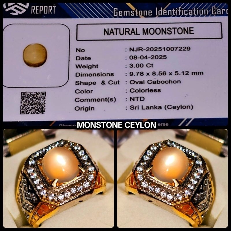 cincin moonstone srilanka HQ super kelas kontes
