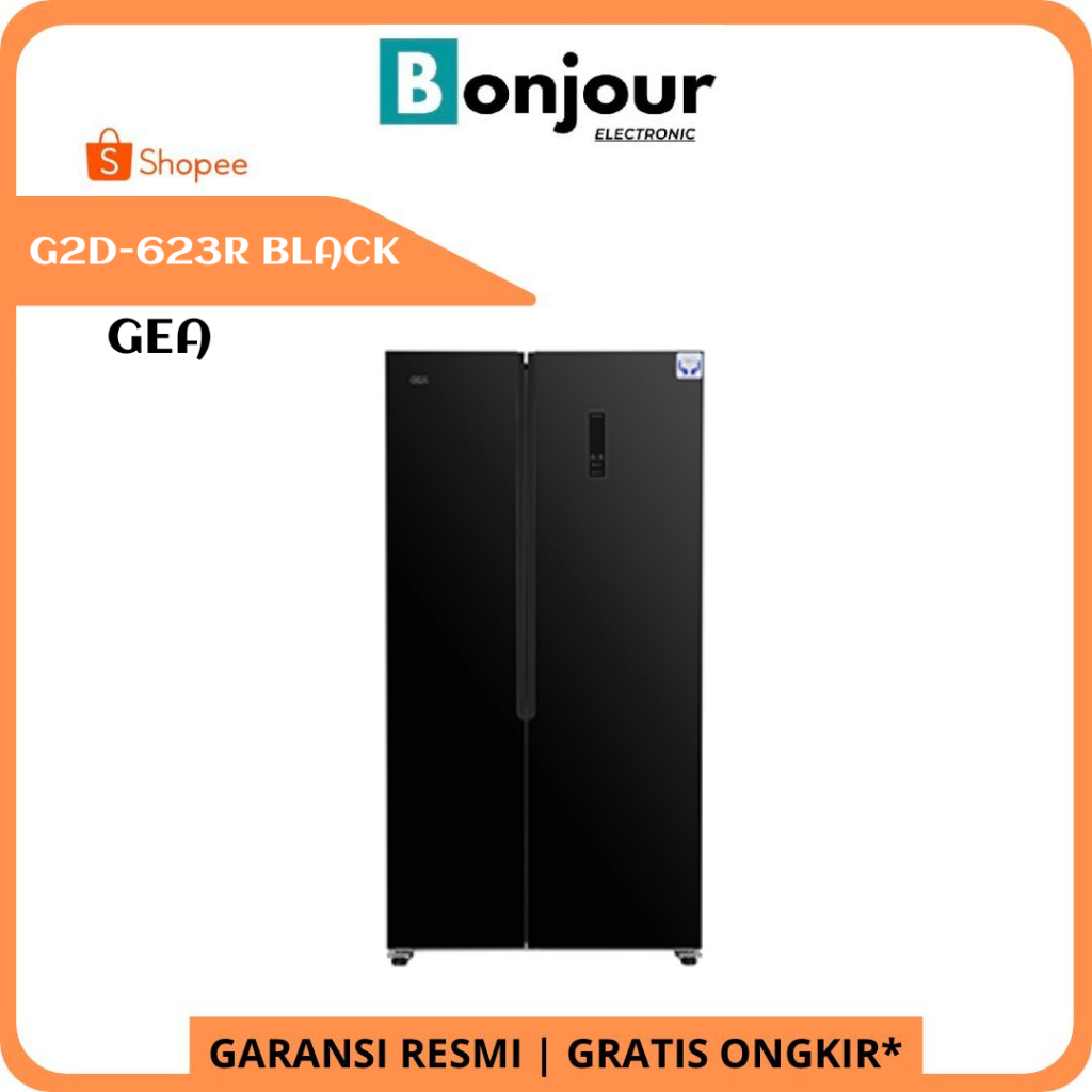 Kulkas GEA 625 liter G2D 623 Black Glass Door GEA G2D 623 Hitam Kaca G2D-623R