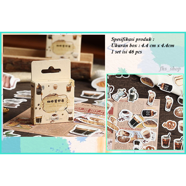 

46 Pcs Stiker Set Aesthetic Buku Diary Scrapbook Deco Stiker Lucu Stiker Coffee Lover Deco Journal
