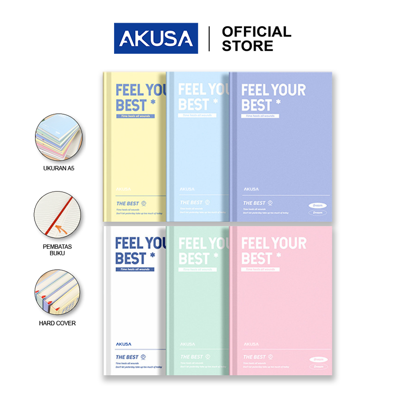 

AKUSA Hard Cover Book A5 100 Lembar Buku Catatan Jurnal Notebook Warna Pastel Minimalis HCB001