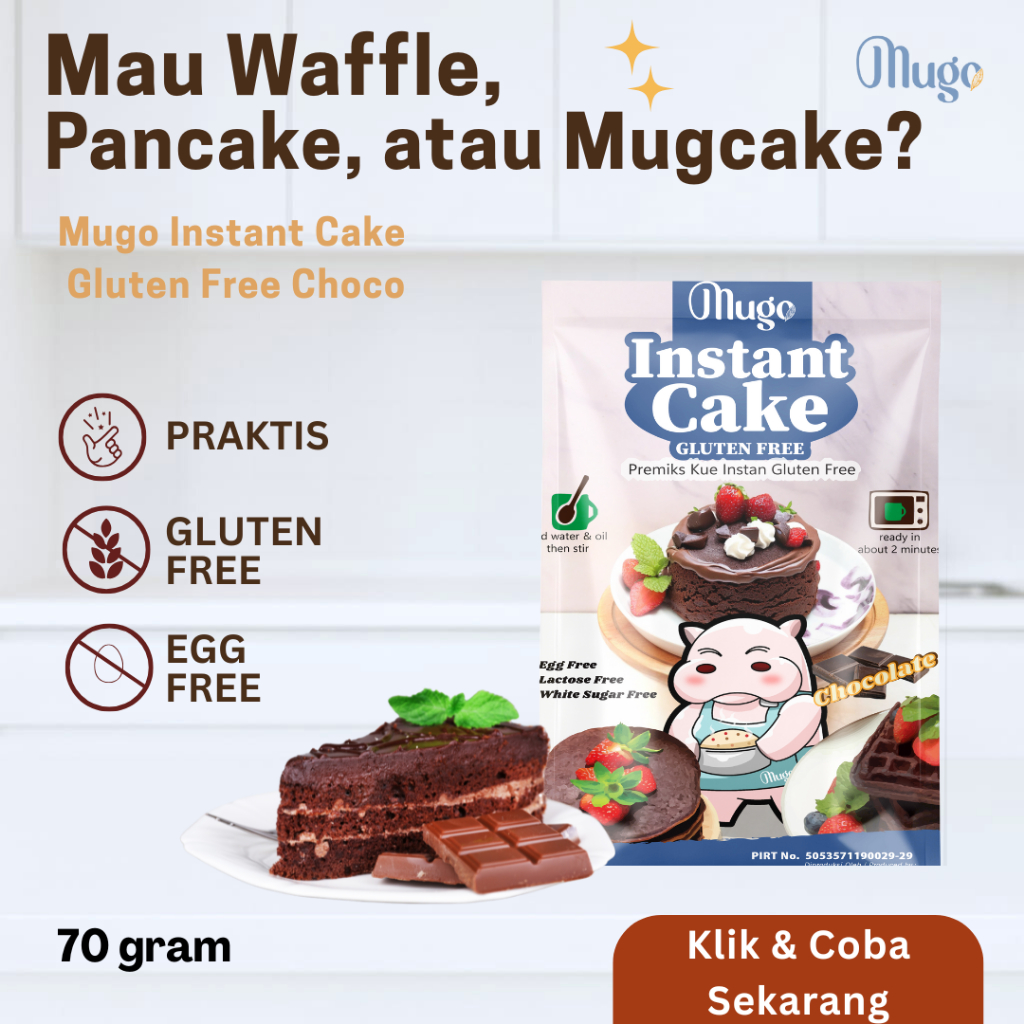 

[Whispers] Mugo Instant Cake Gluten Free Coklat : Si Ajaib Pembuat Waffle, Pancake, & Mugcake !