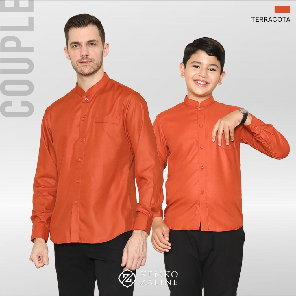 Kemeja Koko Couple Ayah Anak Katun Polos – Baju Muslim Keluarga Lengan Panjang