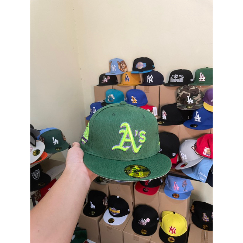 Topi snapback Fitted Buildup New Oakland Athletics Green