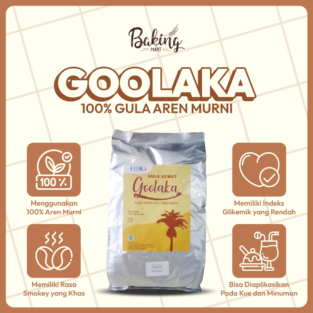 

Gula Semut Aren Murni 1kg Goolaka Arenga Palm Organik