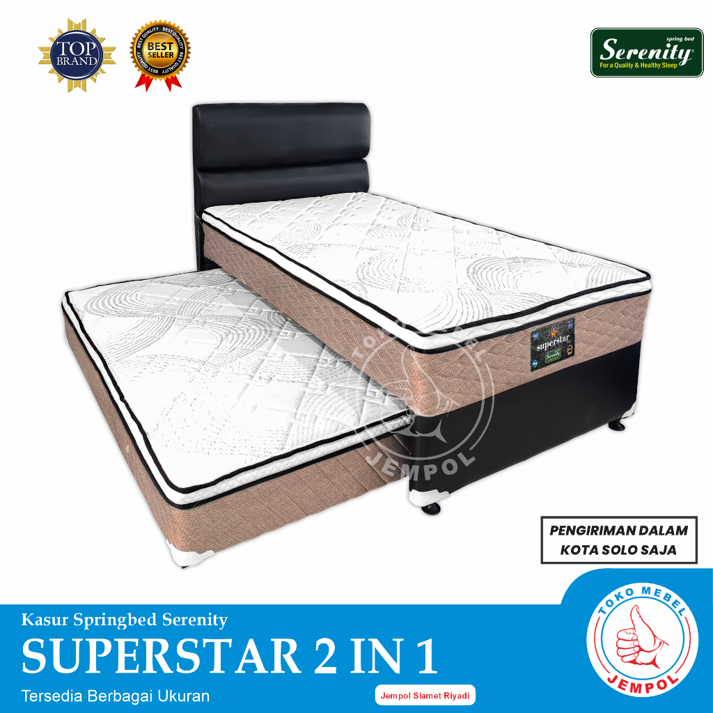Springbed 2in1 Superstar Serenity / kasur atas + Sorong / Kasur Tingkat / Divan Tingkat