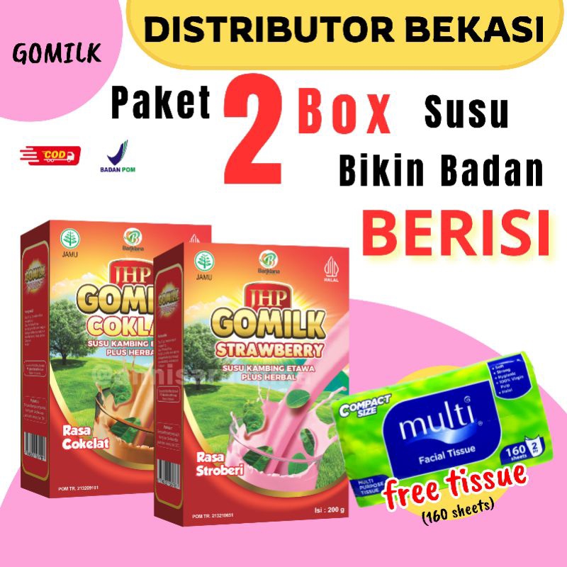 

[PAKET 2 BOX FREE TISSUE] [ BISA COD] BADAN Jadi BERISI & SEHAT | Konsumsi Susu GOMILK, Bariklana