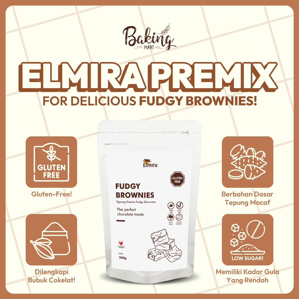 

Brownies Premix 1 kg Elmira / Dark Chocolate Brownies / Brownies kukus / Brownies panggang / Brownies Gluten Free / Gluten Free Cake / Gluten Free Brownies / Bebas Gluten