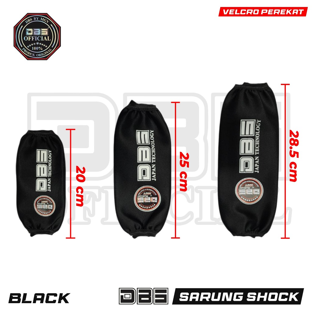 DBS Sarung Cover Shock Velcro Perekat Ukuran 20cm 25cm dan 28.5cm