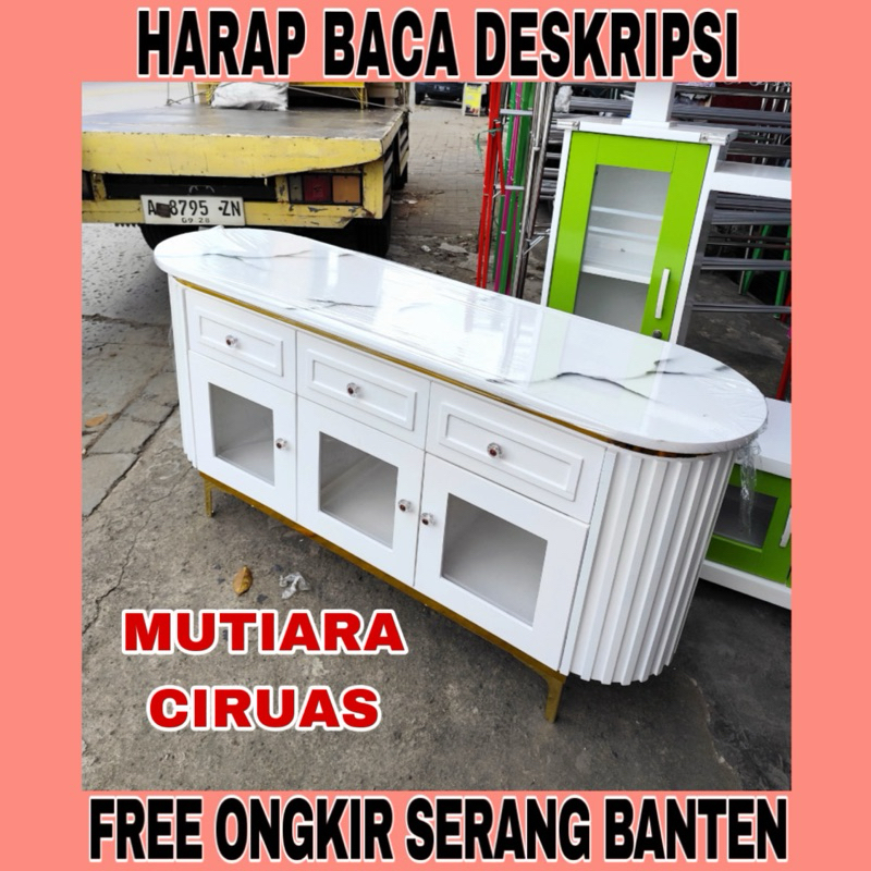 Meja TV Minimalis Moderen Putih Marmer 160cm / Rak Tv (Free Ongkir Serang Banten)