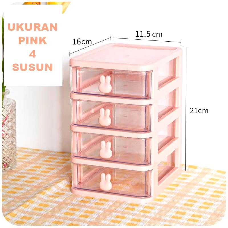 Laci Mini Rabbit Susun 4 / Laci Mini Plastik / Tempat Alat Tulis Plastik