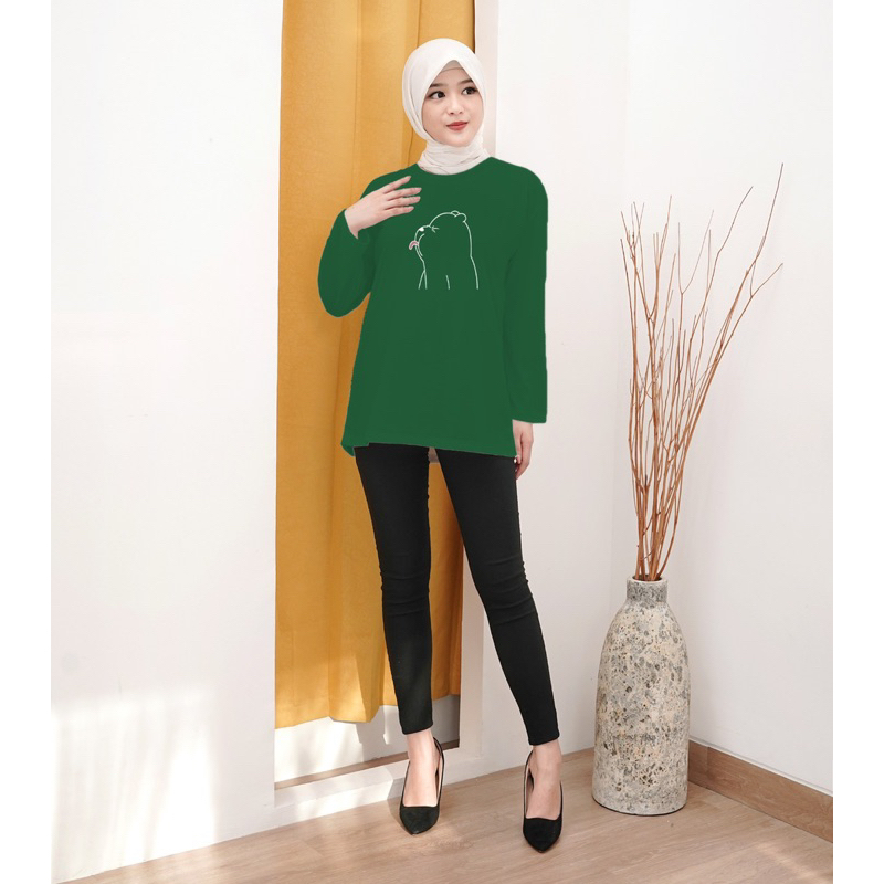 Bisa Cod kaos distro lengan panjang motif batik/ kaos wanita kekinian lengan panjang/ kaos distro te