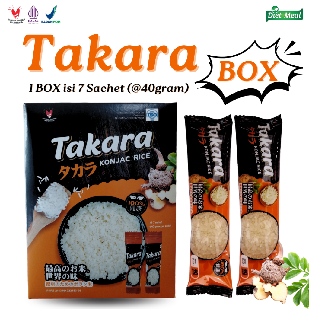 

Beras Porang Shirataki TAKARA kemasan DUS BOX isi 7 sacet