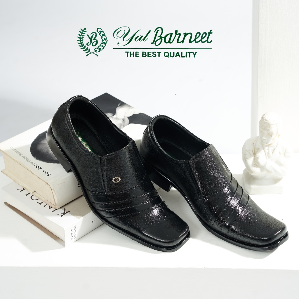 YAL BARNEET | RS-232 Sepatu Pria Pantofel Kulit Sapi | Glossy Black Office Loafers