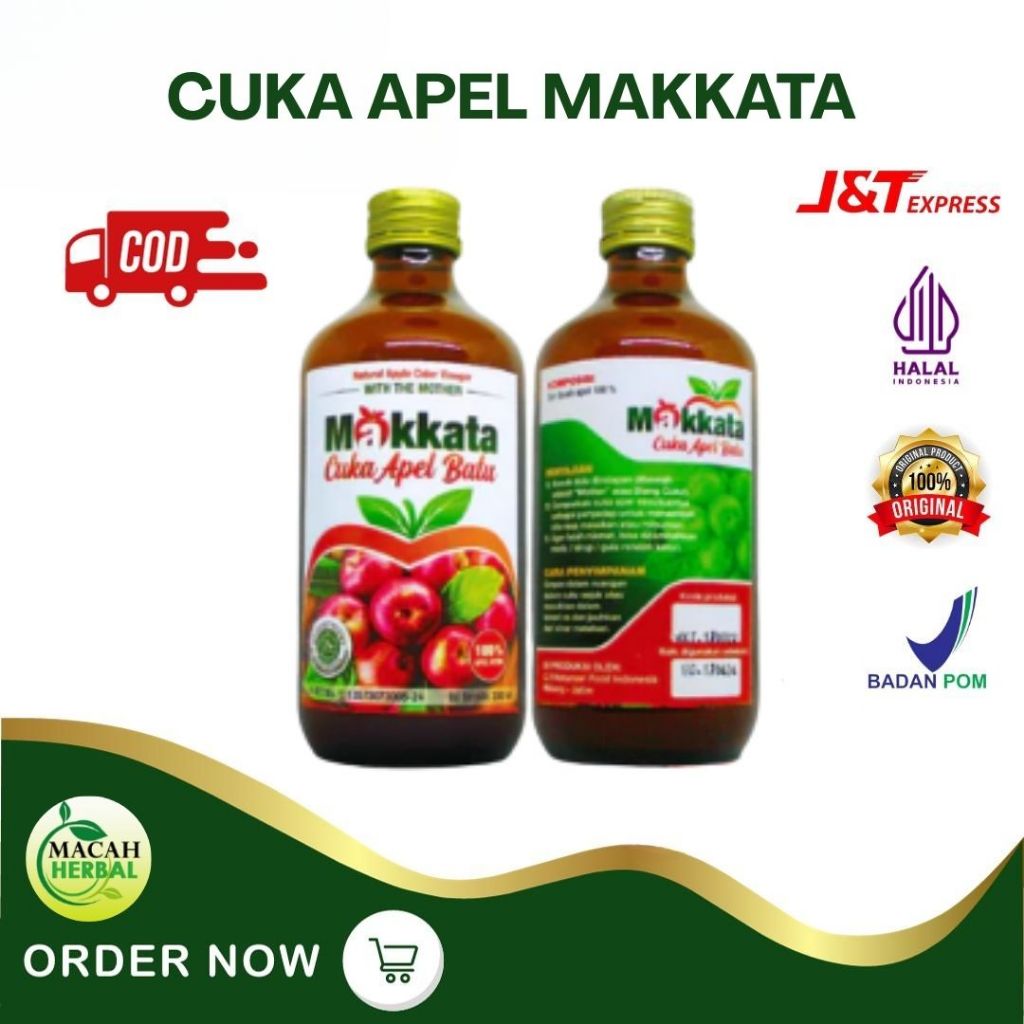 

CUKA APEL MAKKATA 330ML ORIGINAL/CUKA APEL/APPLE CIDER VINEGAR