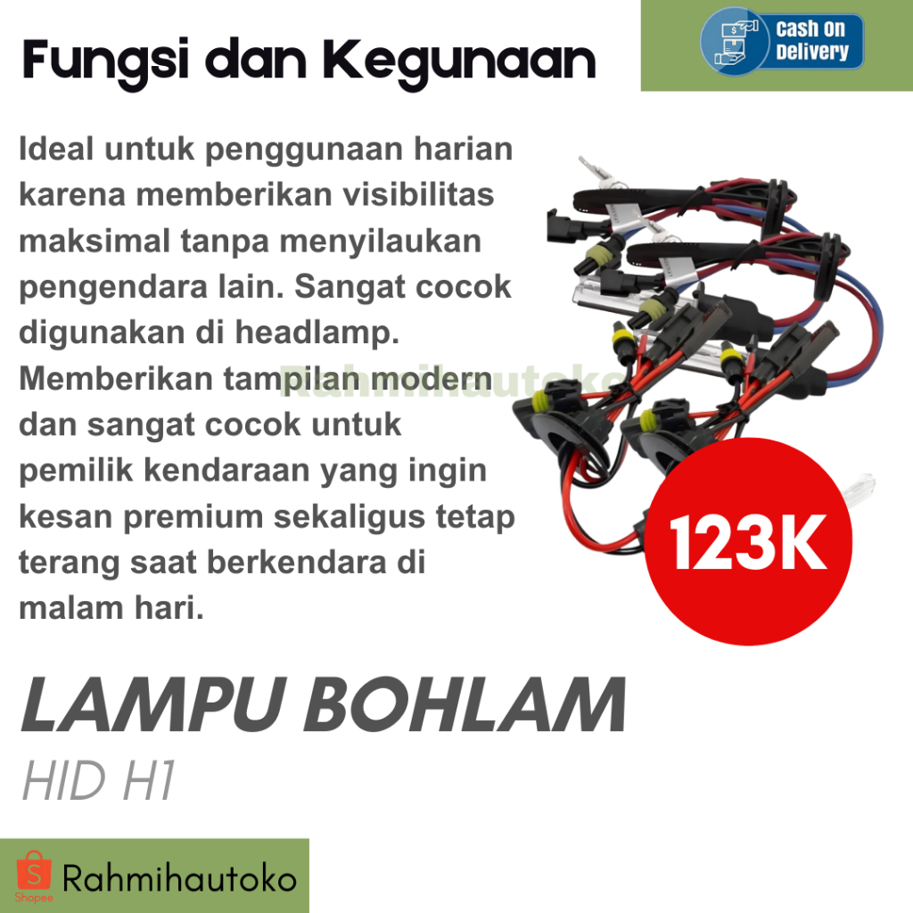 COD Bohlam H1 HID 6000K Bohlam Projie Lampu Depan Mobil Cnlight