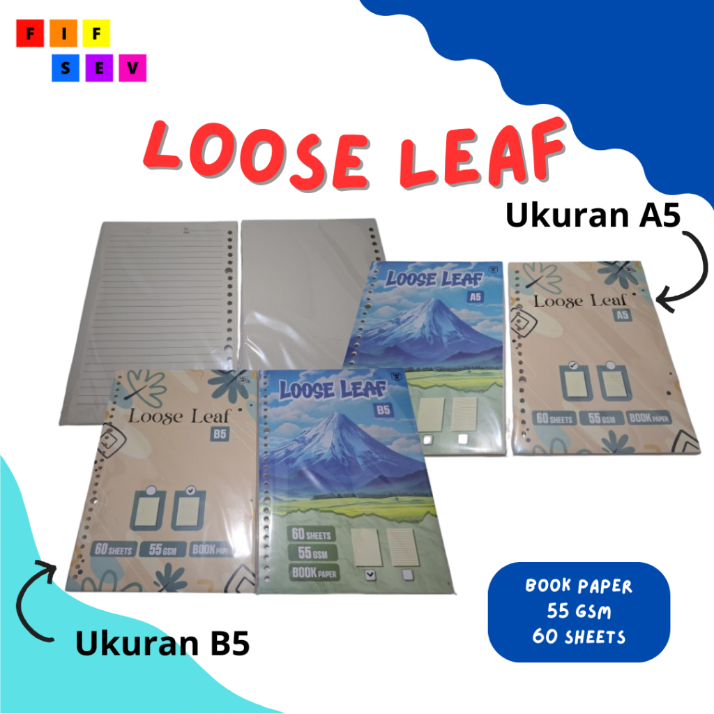 

Loose Leaf Garis dan Polos Isi Kertas File Binder Book Paper A5 dan B5