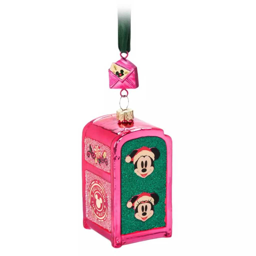 

Mickey Mouse and Minnie Mouse Holiday Mailbox Glass Sketchbook Ornament