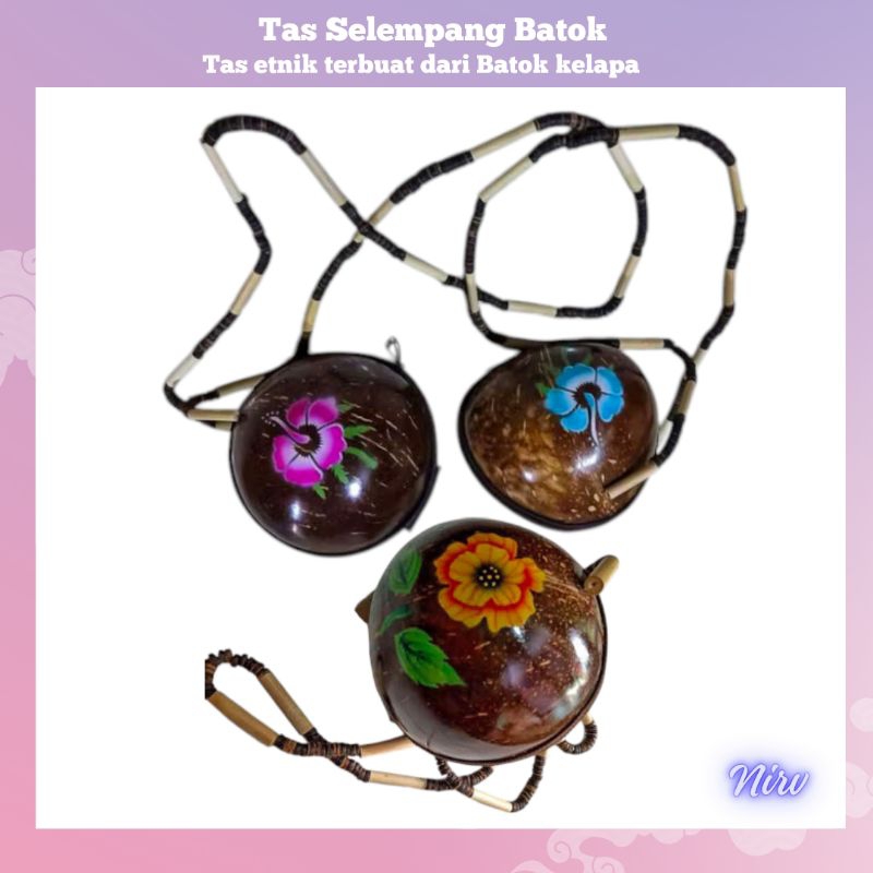 Tas batok kelapa slempang/tas selempang batok kelapa/tas etnik