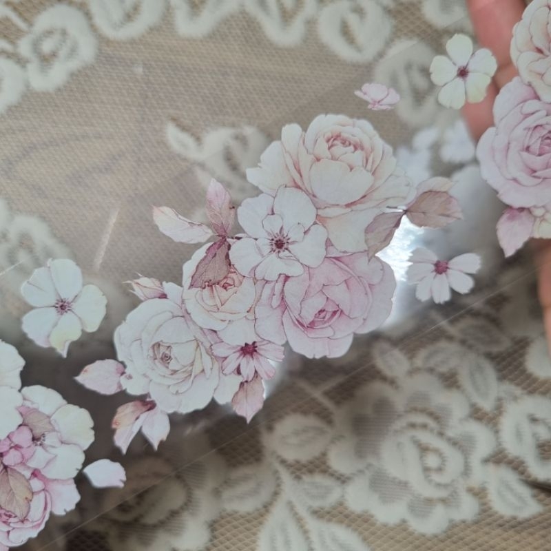 

YI ER YUYAO PINK stiker bunga cantik merah muda jurnal