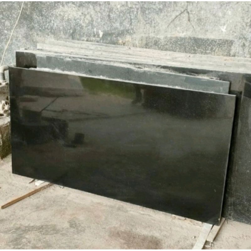 lembaran batu granit alam hitam glosy