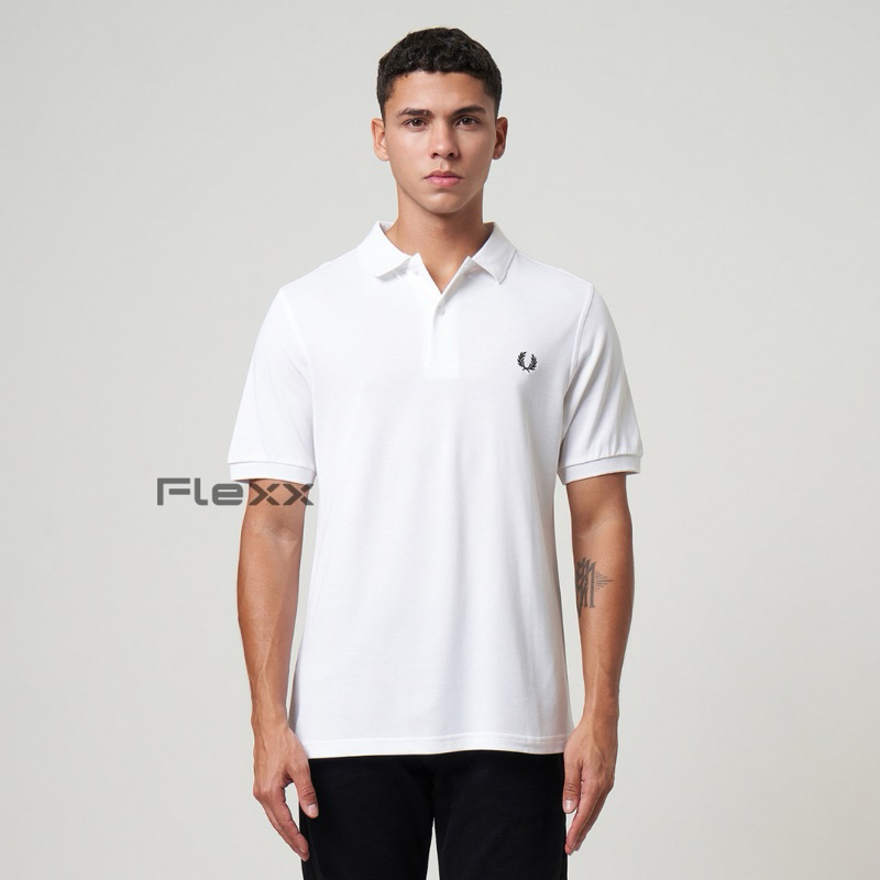 Fred Perry Embroidered Logo Polo Shirt White