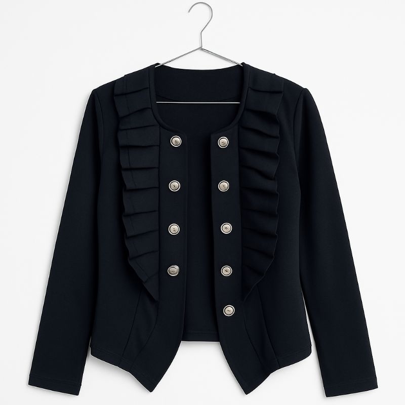 Blazer Hitam Wanita Preloved – Model Military, Kancing Silver Elegan