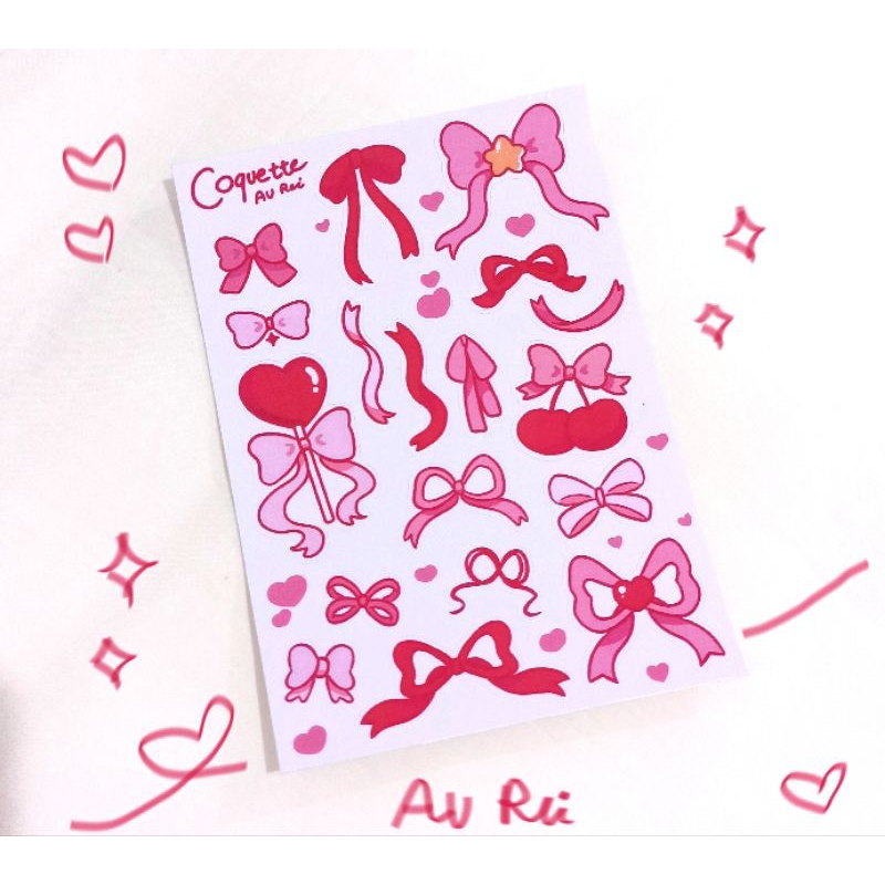 

Coquette sticker sheets deco | vinyl waterproof doff laminated| stiker laptop jurnal| by au rei