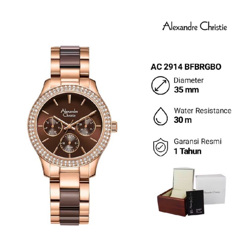 Jam Tangan Wanita Alexander Christie AC 2914 BFBRGBO Analog Cronograph Stainless Steel