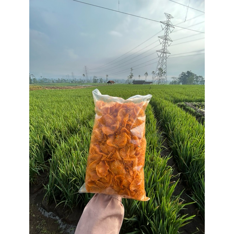 

MORING SEUHAH 500 Gram/Moring pedas daun jeruk 500 gram/Moring asli Garut / molring/Moring lala rasa /Cimol kering /Keripik moring - Bumbu jeruk&Gurih