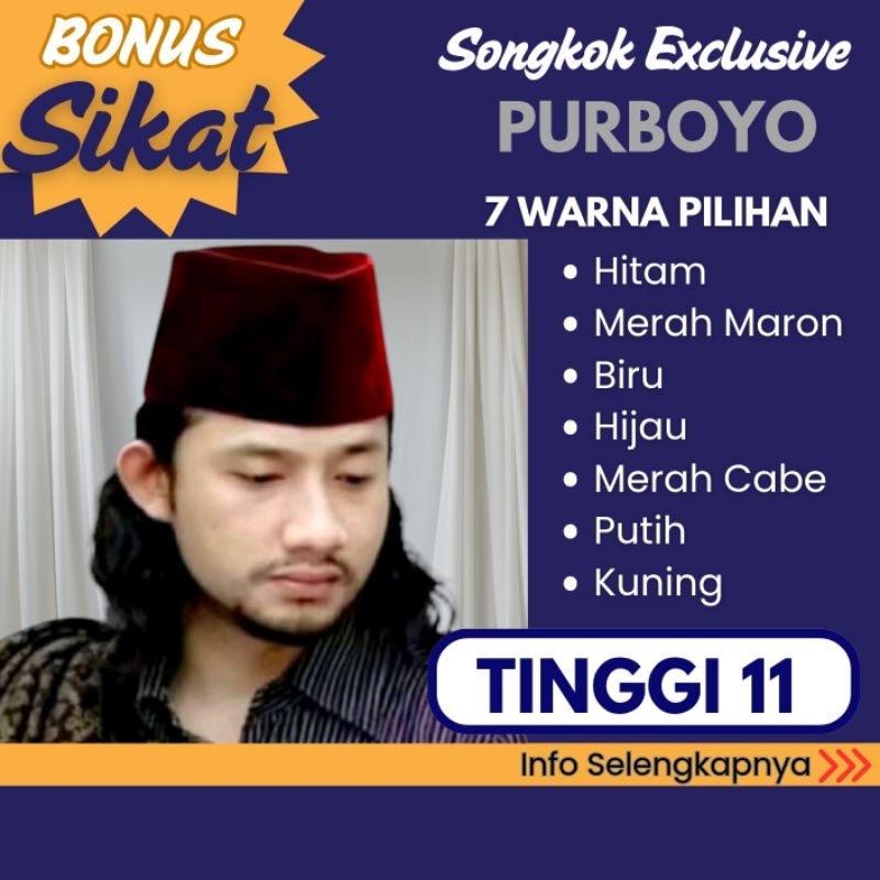 Peci Tinggi 11 cm - Bludru Halus Berkualitas Premium Model AC - Songkok Purboyo Kopiah Polos