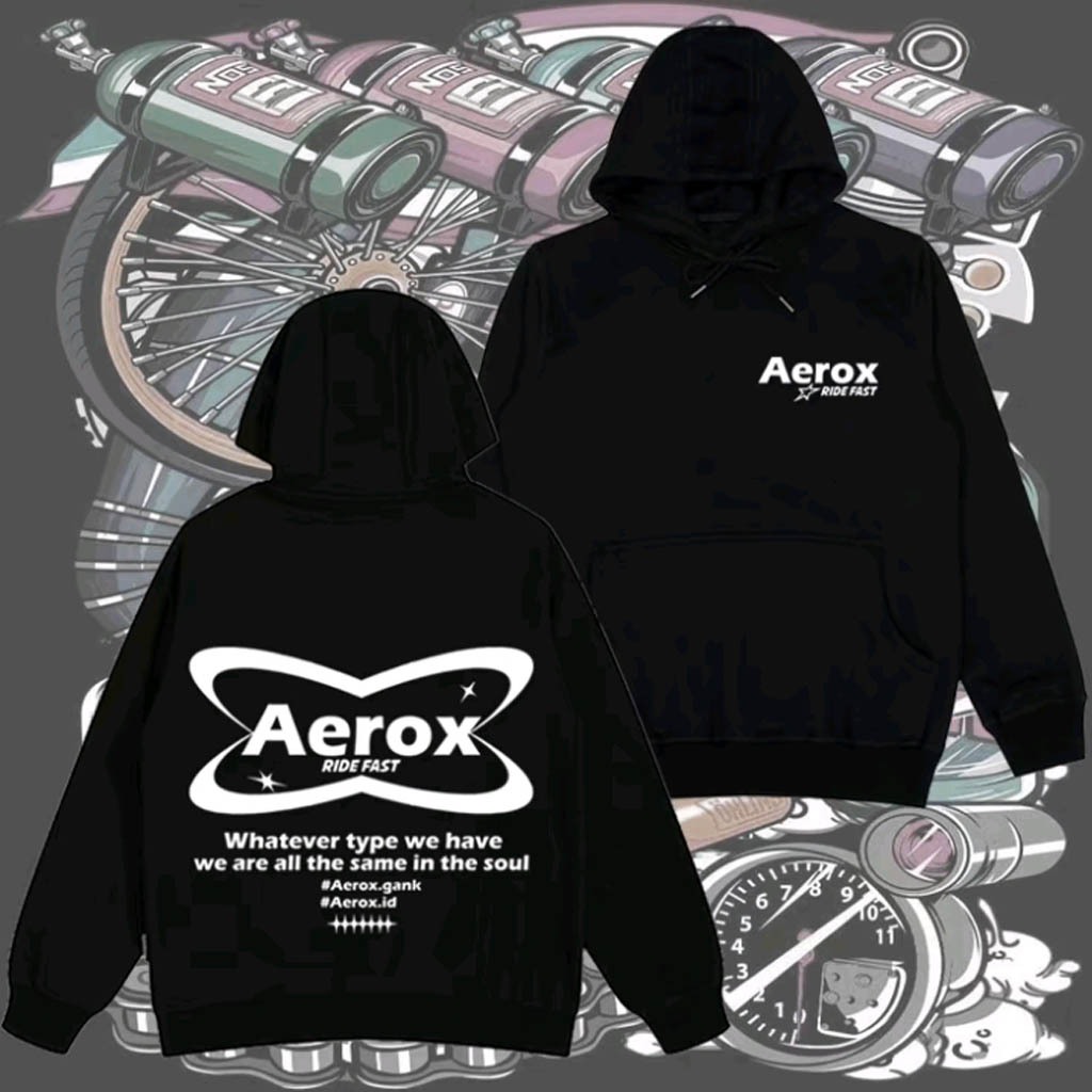 Jaket Sweater Hoodie Aerox Ride Fast Terlaris Aerox Motor Gank Kekinian