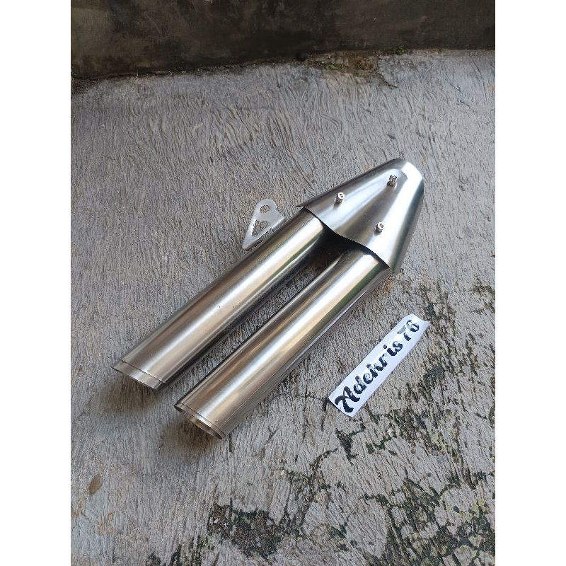 Knalpot motor bambu runcing double silincer for Bobber Scrambler Japstyle Motor Custom