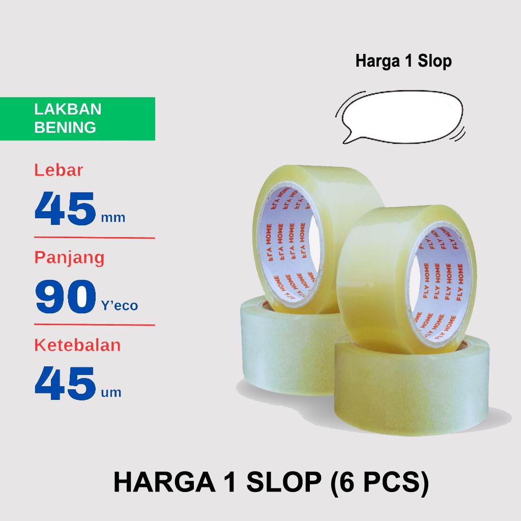 

Flyhome Lakban Bening 100yard 2 Inch 48mm x 100yard 100 Yard Eco - 1 Slop (6 Pcs)