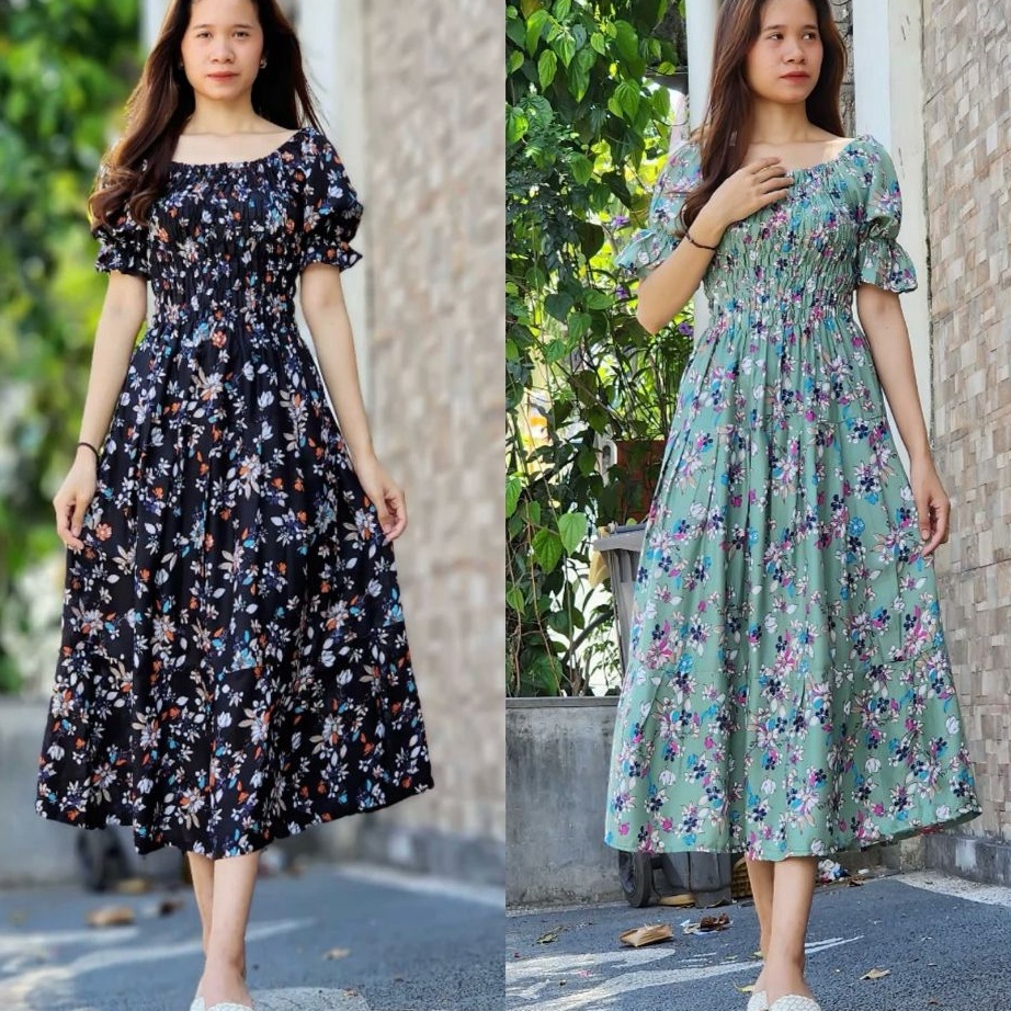 Long Dress Canda Double Ruffle Terlaris