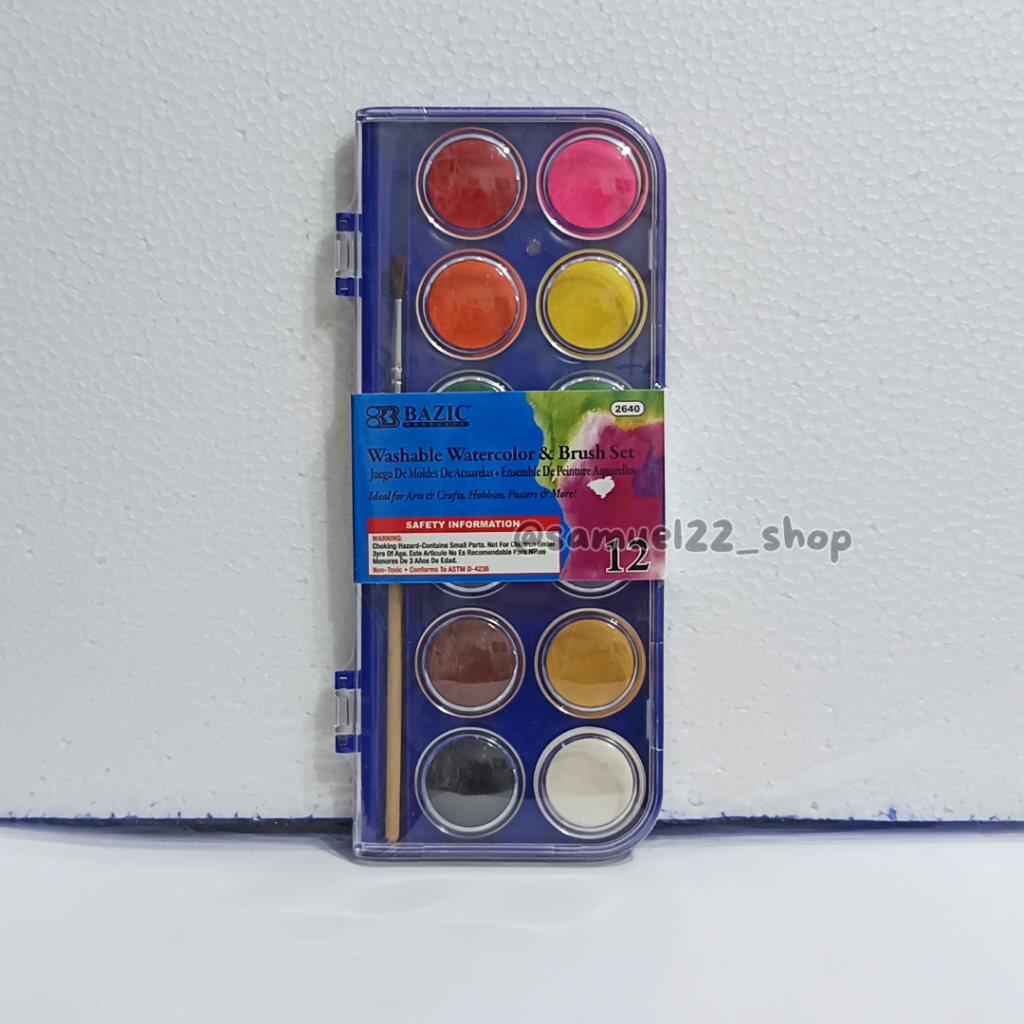 

Cat Air / Water Colour 12 Warna BAZIC 2640 + Bonus Kuas Lukis