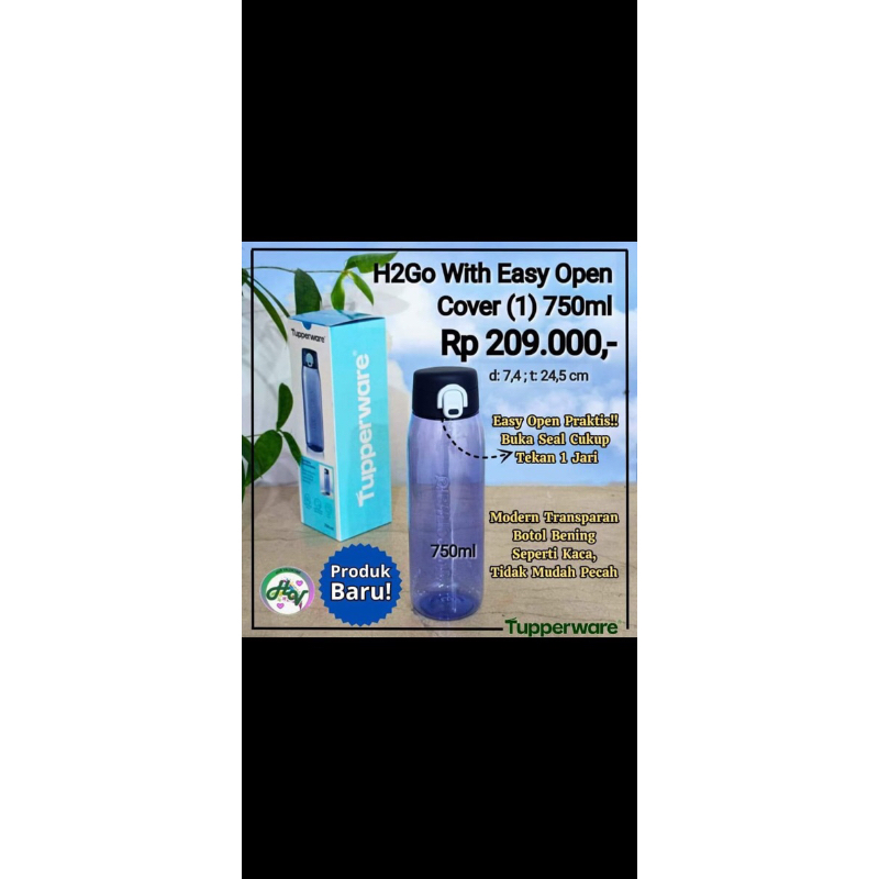 tupperware h2go h 2go 750ml  (1) botol minum