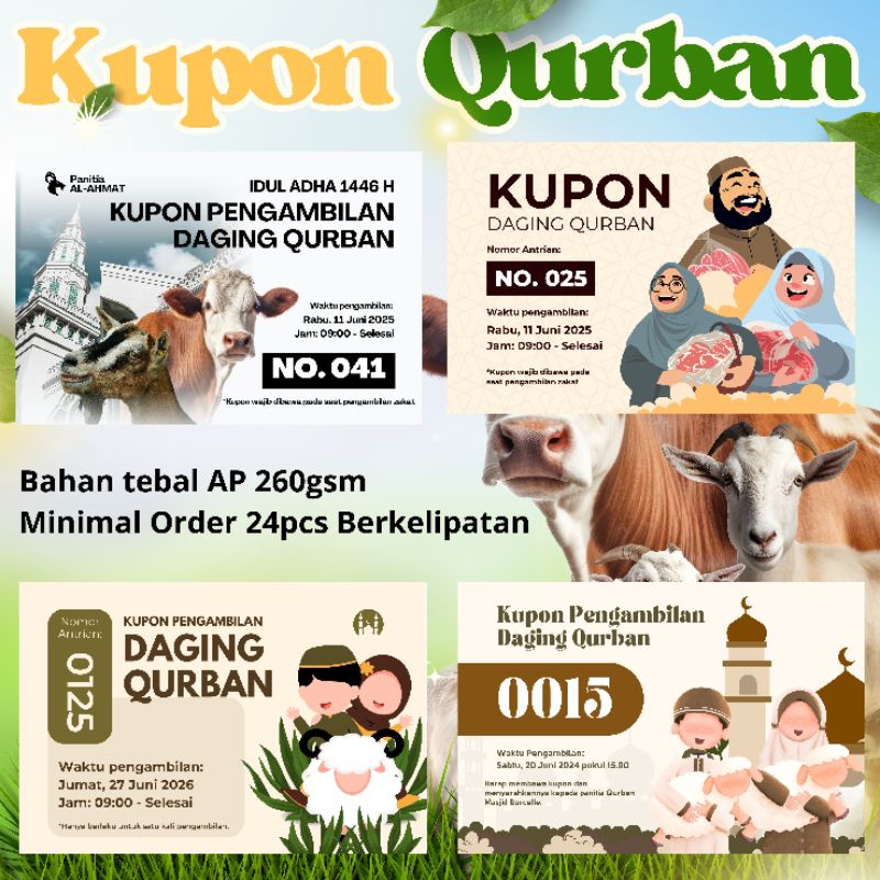 Kupon Qurban / Kupon idul Adha / Kartu Qurban Custom